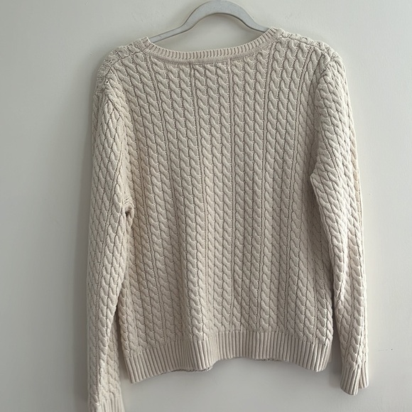 Appleseed’s Cable Knit Sweater L Cotton y2k Cream Gilmore Girls fisherman fall - Picture 3 of 3